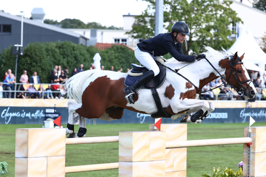 Gerit Nieberg and Ping Pong Van De Lentamel, winners of the Longines Global Champions Tour grand prix of Riesenbeck, Germany.