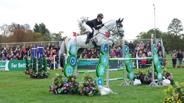 Samantha Lissington and Quantas R in the Blenheim Horse Trials showjumping phase.