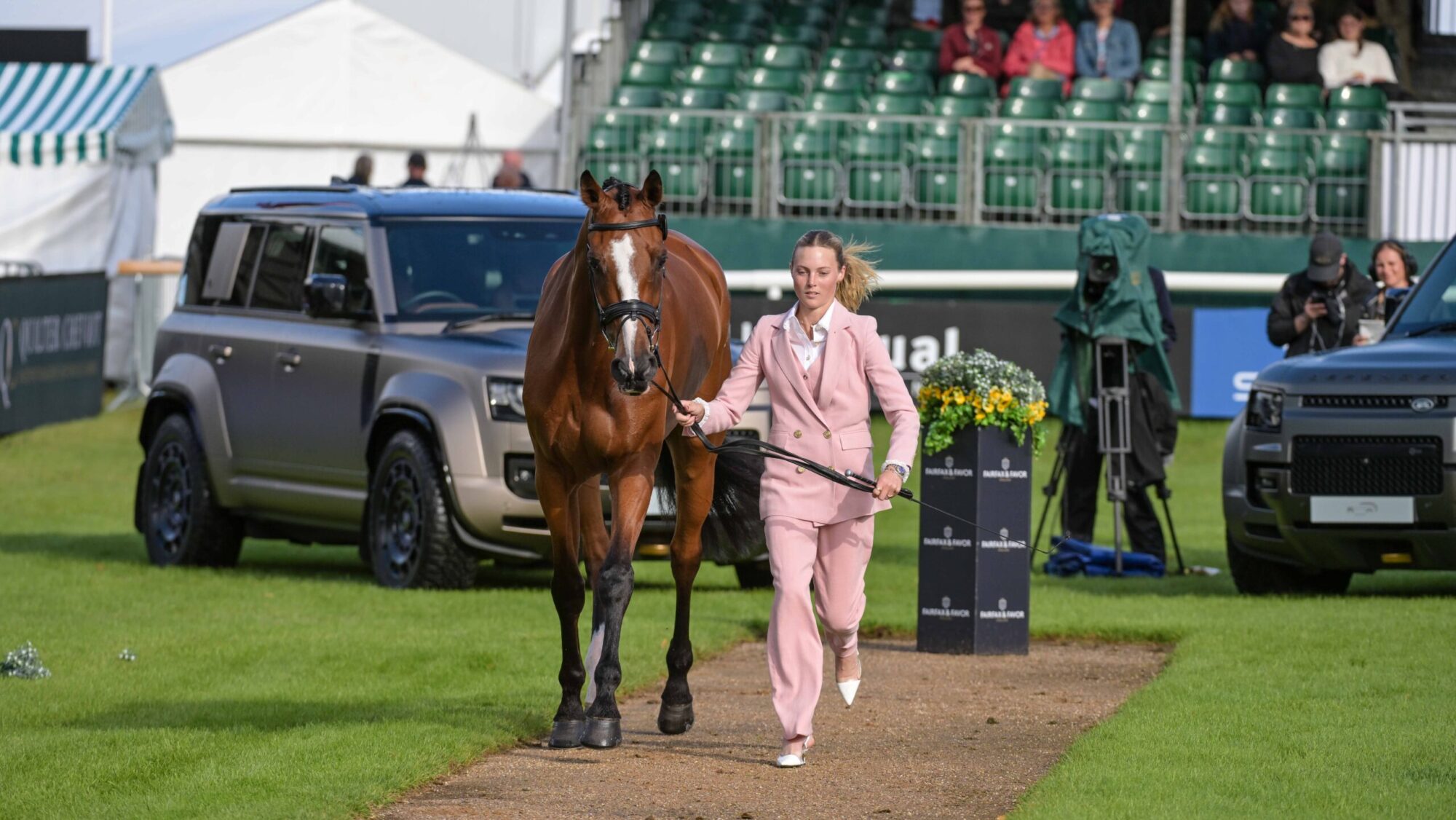 Cassie Sanger riding REDFIELD FYRE in the 1st Horse Inspections of the Defender Burghley Horse Trials, in the park land surrounding Burghley House near Stamford in Lincolnshire in the UK between 3rd - 7th September 2025