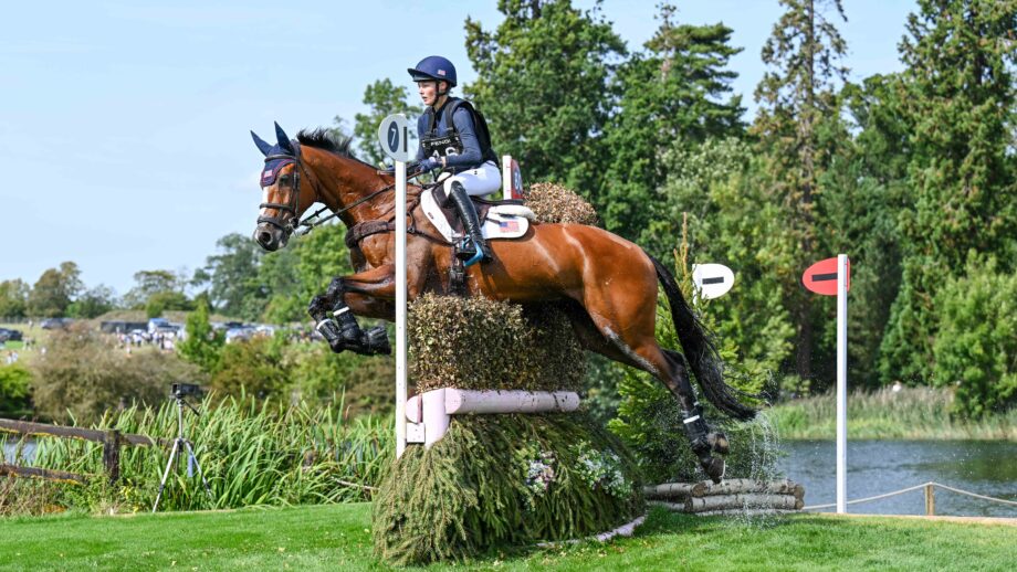 Cassie Sanger riding at Burghley on Redfield Fyre