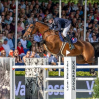 Eoin Brennan and Augustus Z win the seven-year-old title at the FEI WBFSH World Breeding Championship for Young Horses at Lanaken, Belgium.