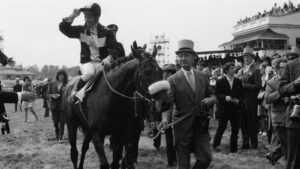 Pictured jockey Geoff Lewis and Mill Reef.