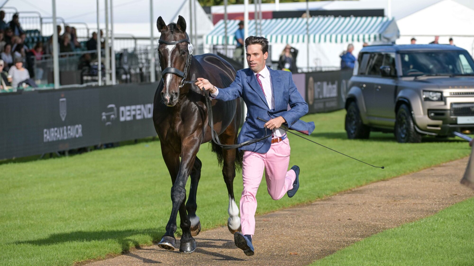 Harry Meade riding CAVALIER CRYSTAL in the 1st Horse Inspections of the Defender Burghley Horse Trials, in the park land surrounding Burghley House near Stamford in Lincolnshire in the UK between 3rd - 7th September 2025