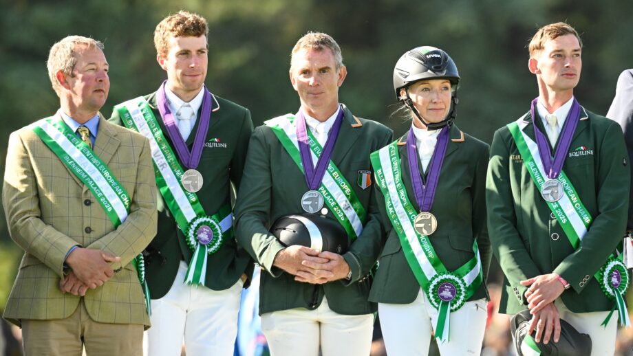 The silver medal-winning Irish team at the 2025 European Eventing Championships at Blenheim.