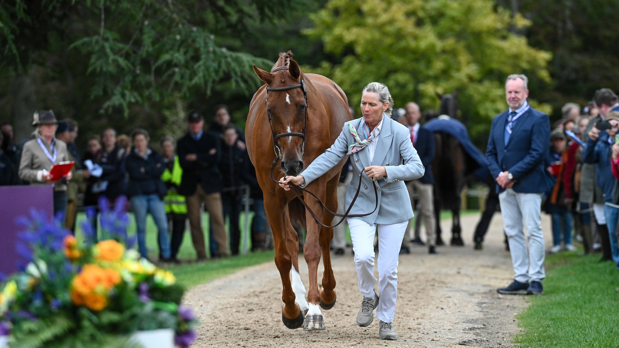 Karin Donckers and Ceres De la Brasserie during the 1st Horse Inspection for the Agria FEI Eventing European Championship, Blenheim Palace. Held in the grounds of Blenheim Palace near Woodstock in Oxfordshire in the UK between 18th - 21st September 2025