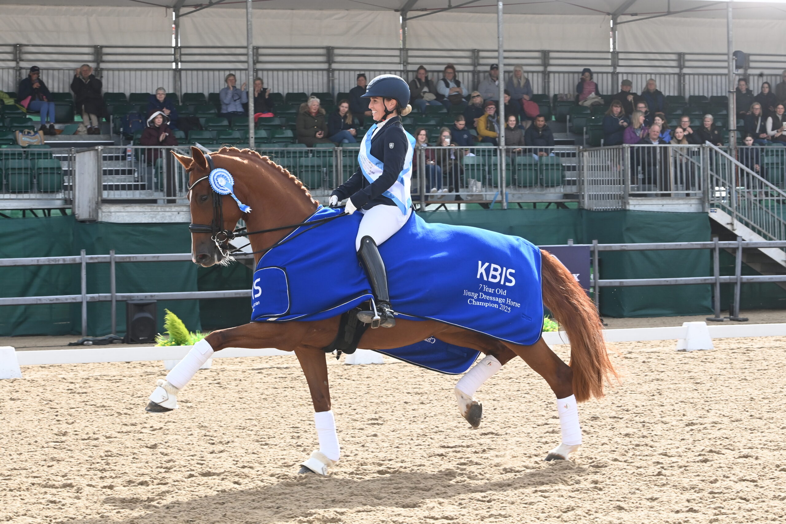 Amy Woodhead and MSJ Viva Dannebrog win the KBIS British Dressage seven-year-old title at the 2025 LeMieux National Dressage Championships.