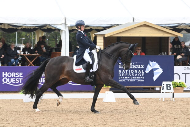 Sadie Smith and Swanmore Dantina win the LeMieux grand prix at the 2025 LeMieux National Dressage Championships.