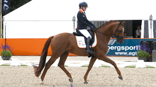 Pictured the Netherlands' Rixt Van Der Horst wins gold at the 2025 European Para Dressage Championships.