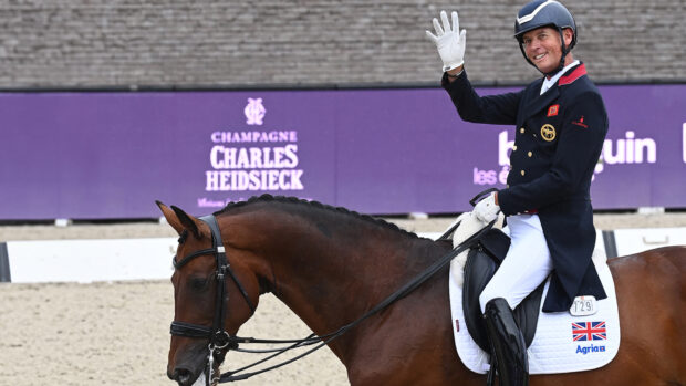 Carl Hester and Fame following their grand prix special test at the 2025 European Dressage Championships.