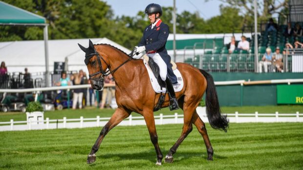 Tom McEwen riding Toledo Kerser in the dressage at Burghley Horse Trials 2022.