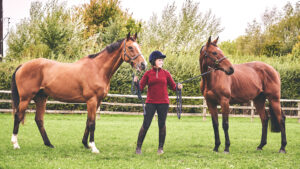 Chloe Humphries With former racehorses Solo And Mr Hudson
