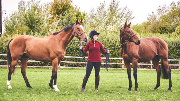 Chloe Humphries With former racehorses Solo And Mr Hudson