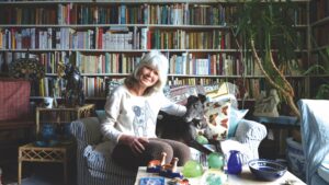 Jilly Cooper with her rescue greyhounds CL 30/01/2013