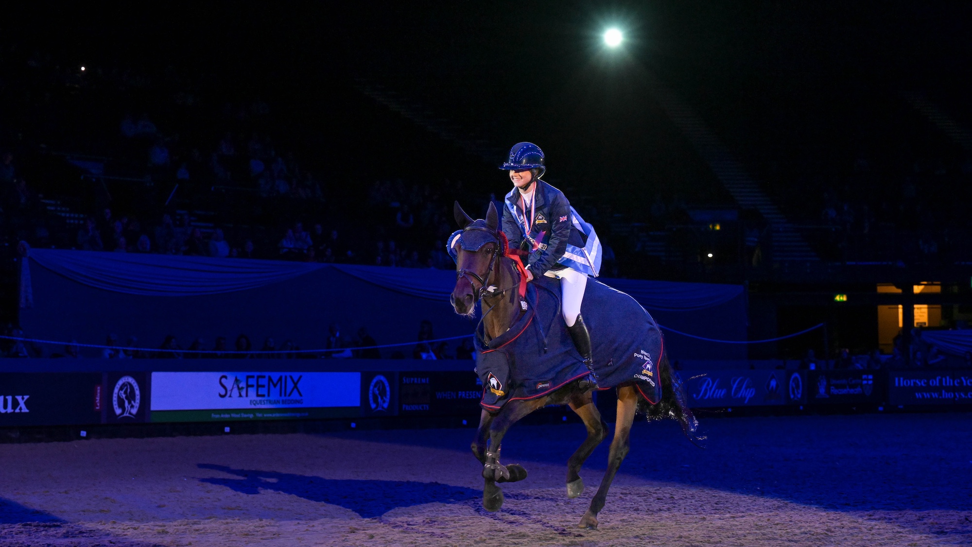 Hollie Gerken and NO LIMIT X - winners of the Blue Chip Pony Newcomers Championship during the Horse of the Year Show held at the NEC in Birmingham in UK between 8 -12 th October 2023