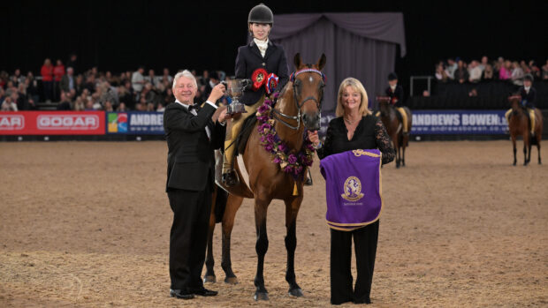 Rotherwood Fantasia, ridden by Emma Harker, takes the show pony championship