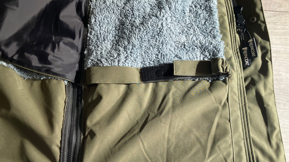 Reincoat Pro on floor showing close up of leg strap