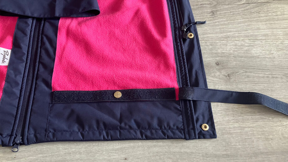 Rydale Utility changing robe on the floor showing close up of leg strap