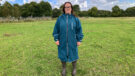 Lady wearing Two Bare Feet Hi-Vis Lightweight Riding Robe front view