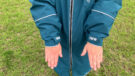 Lady wearing Two Bare Feet Hi-Vis Lightweight Riding Robe showing a close up of cuffs