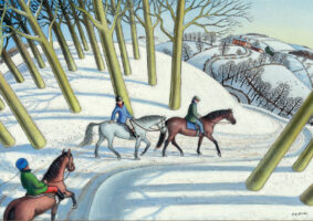 The Sir Peter O’Sullevan Charitable Trust Christmas card showing horses in the snow