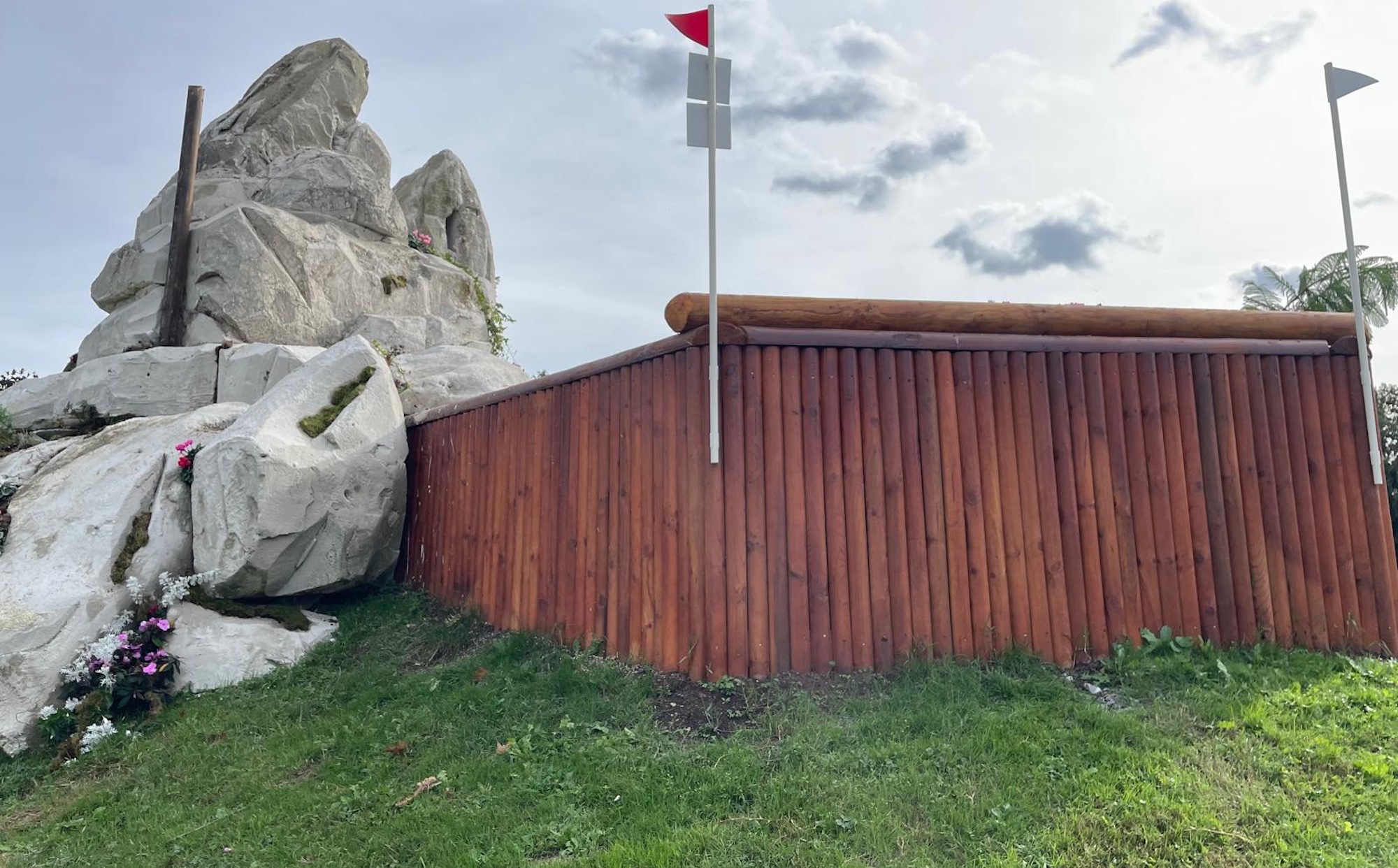 Fence 22 drop at Pau Horse Trials Cross-country