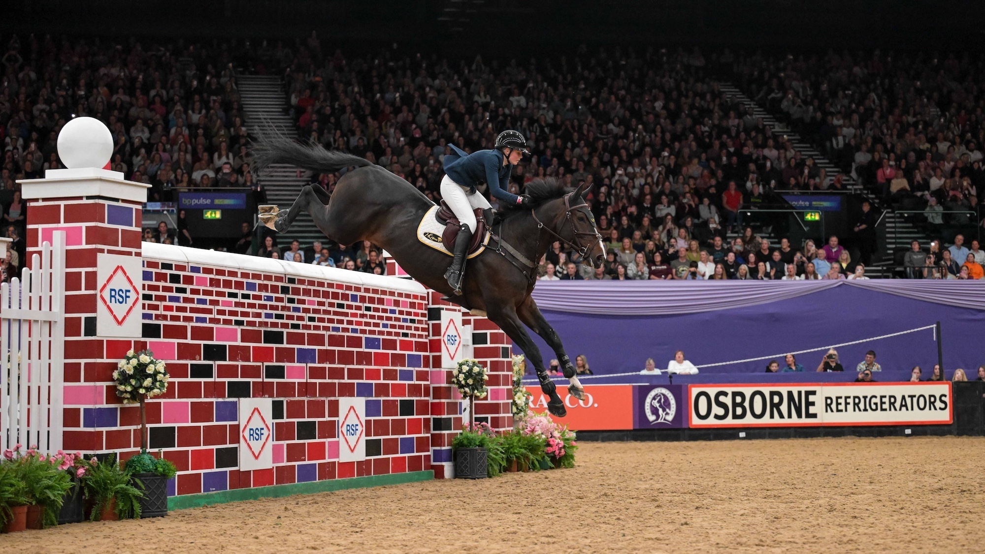 Rachel PROUDLY and ASY BOY DE LAUBRY Z & Joseph TRUNKFIELD and LOCOMOTION - Joint Winners - International Showjumping – Ripon Select Foods PuissanceCSI3* - during the Horse of the Year Show held at the NEC in Birmingham in UK between 8 -12 th October 2025