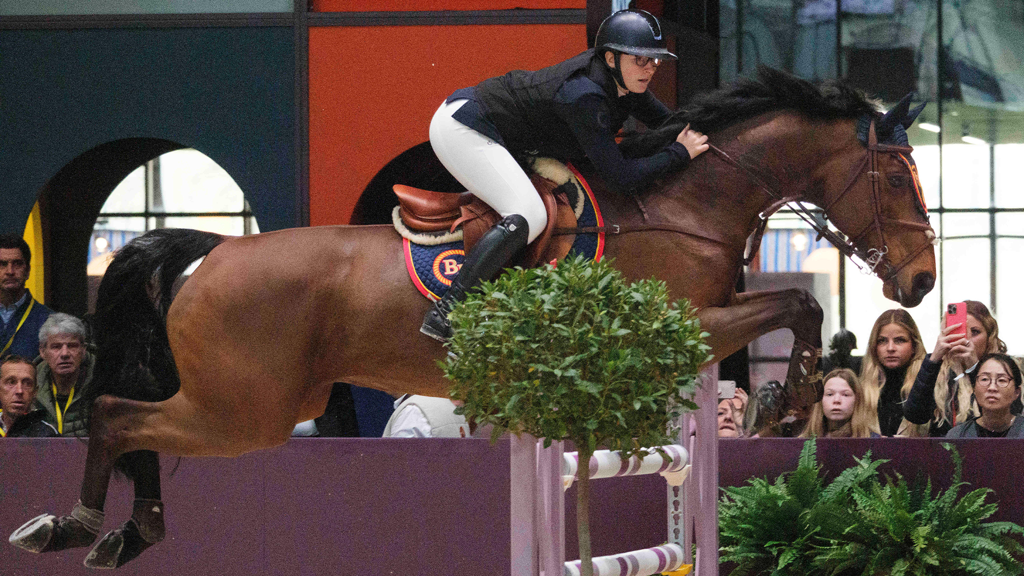 Jennifer Billington jumps Flipper Darco UK Z at the during the CSI5* Talents Hermès competition, Saut-Hermès