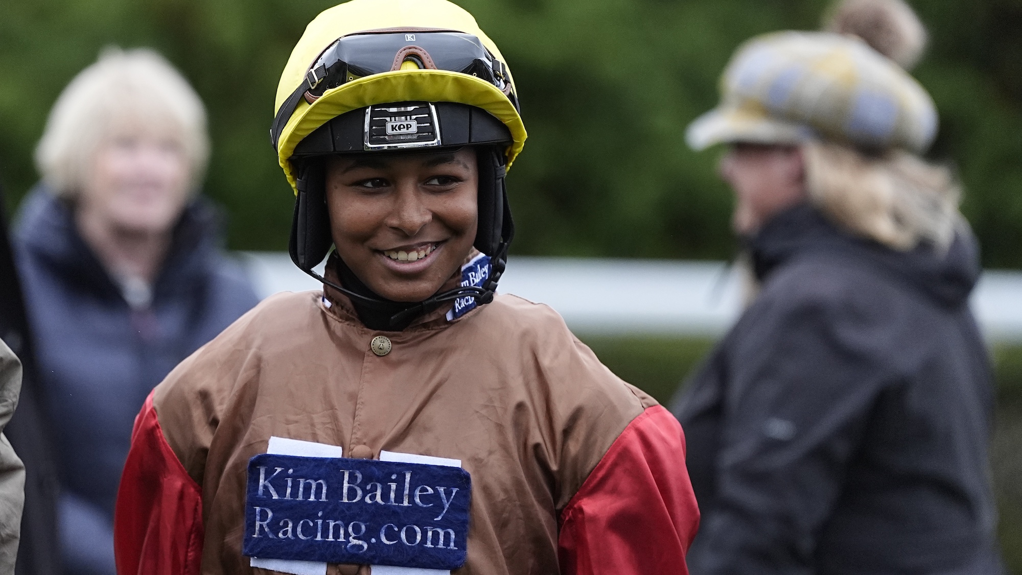 Aamilah Aswat at Kempton Park, on her debut as a professional jockey.