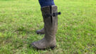 Lady in a field wear Aigle Parcours 2 Iso wellies showing adjustable gusset on the side