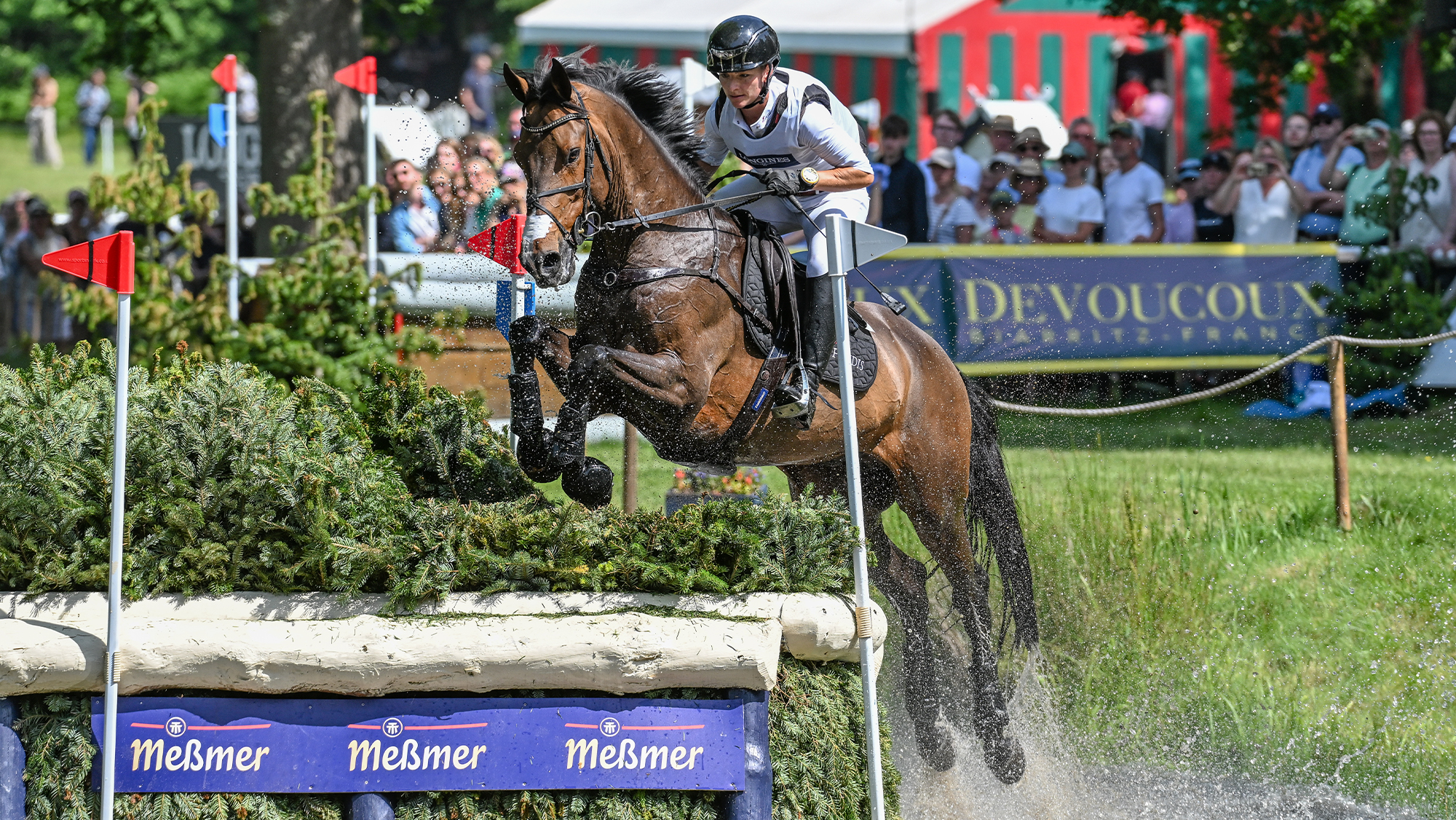 Julia Krajewski riding Uelzeners Nickel cross-country at Luhmuhlen Horse Trials in 2025