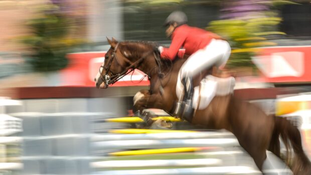 How to ride faster jump-off. Speedy showjumper; slow shutter image