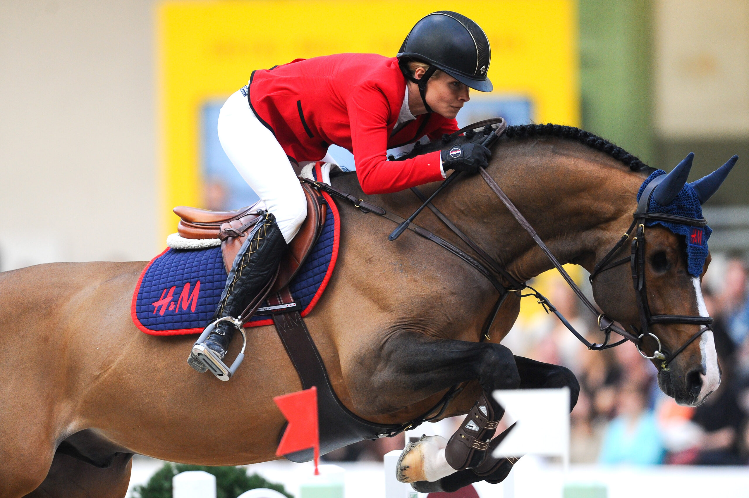 Malin Baryard-Johnsson riding one-eyed H&M Tornesch on the first day of the Grand Prix Hermes of Paris in 2014