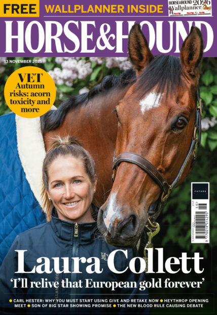 Cover of Horse & Hound 13 November 2025 edition, featuring Laura Collett and London 52