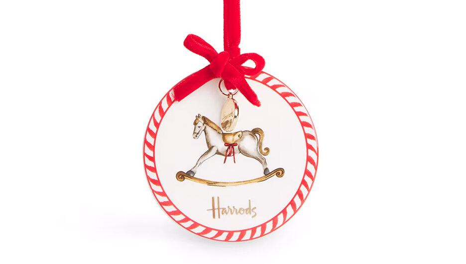 Harrods Ceramic Rocking horse flat bauble
