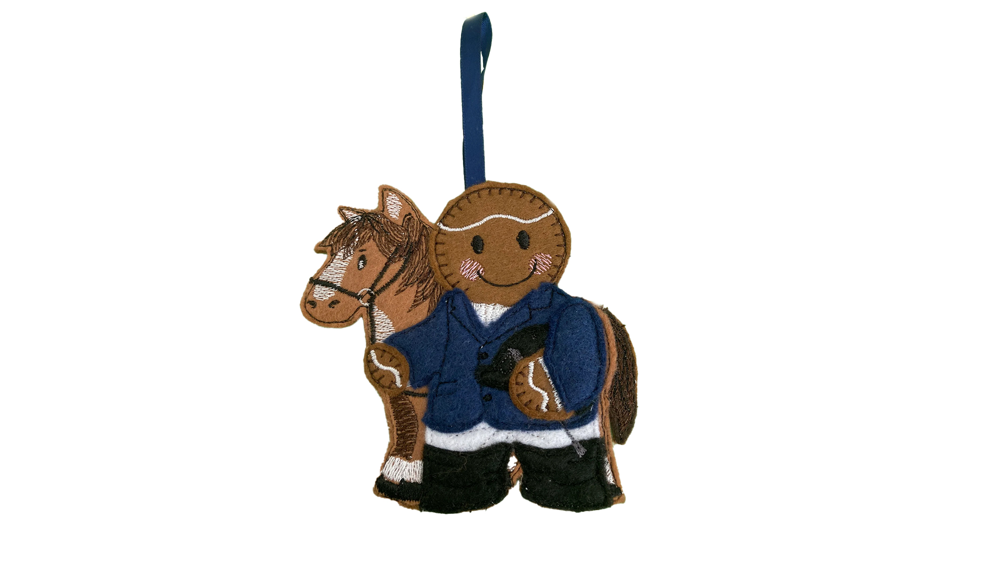 Horse and Rider Gingerbread Man hanging felt decoration