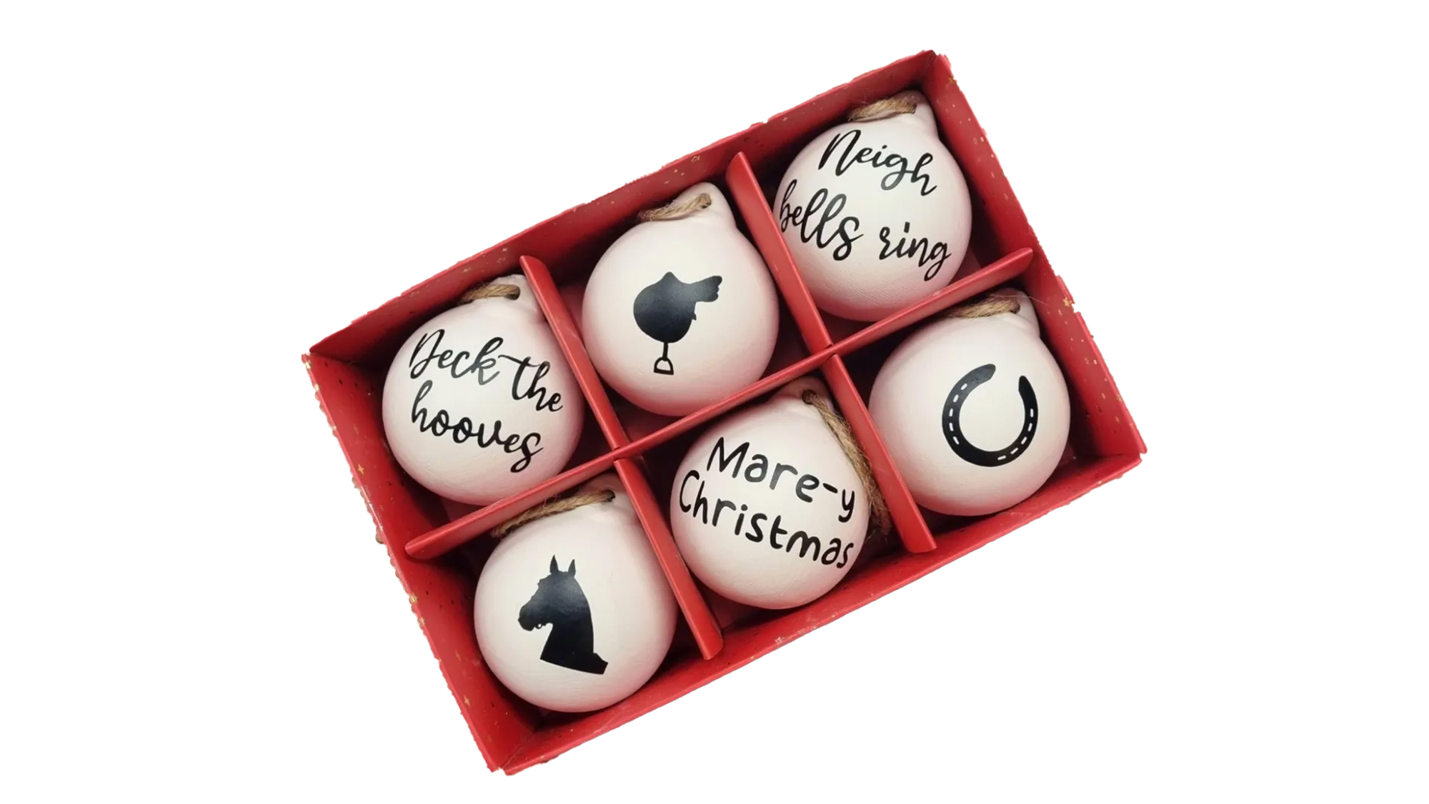 Horse themed ceramic baubles – 6 pack