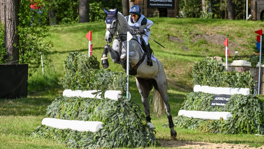 Laura Collett riding Hester cross-country at Luhmuhlen Horse Trials in 2025