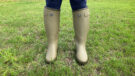 Front view with model wearing Le Chameau Chasseur Neoprene wellies