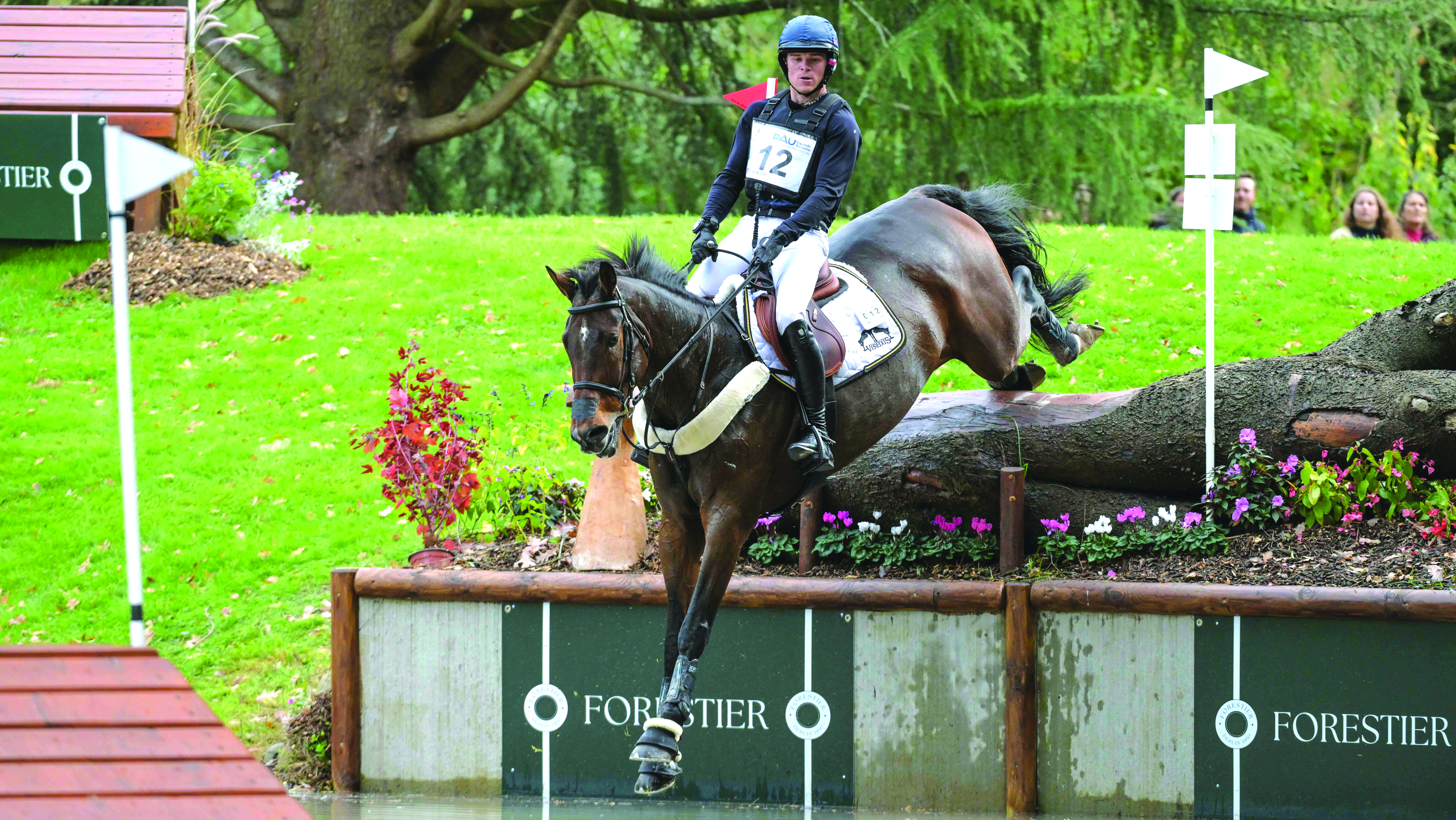 Sam ECROYD riding BOLEYBAWN LECRAE for GBR during the cross country phase of the Pau 5* Horse Trials in 2025