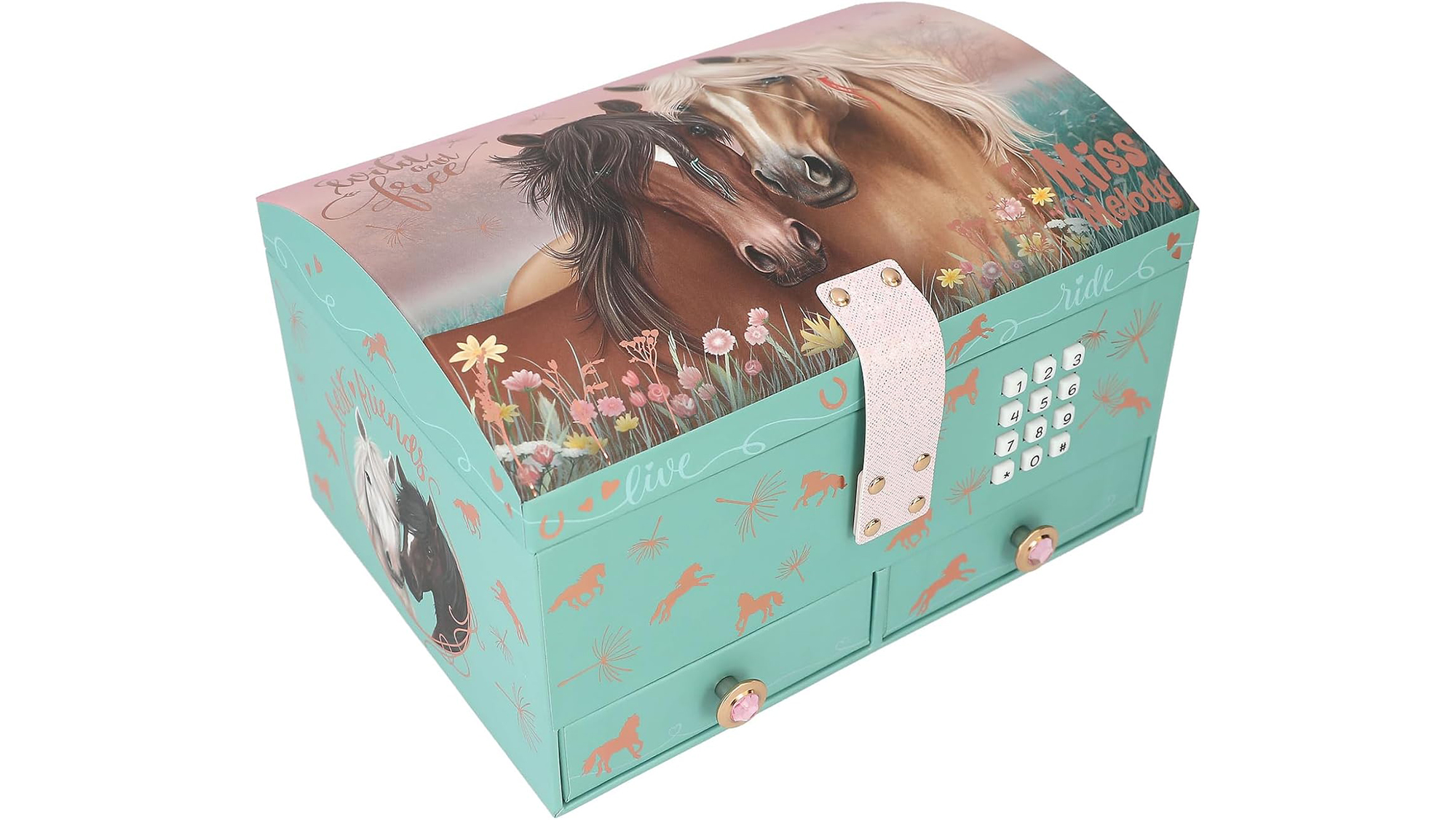 Miss Melody Large Jewellery Box with horse print 