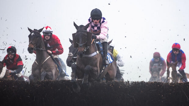 Charlie Hammond and Val Dancer lead the Coral Welsh Grand National Handicap Chase at Chepstow in 2024