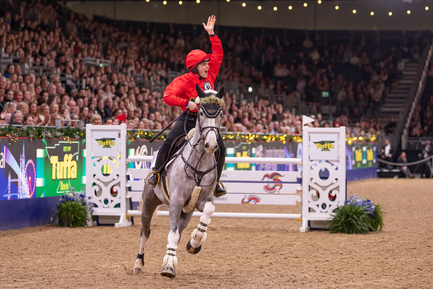 Lilly Pinchin in The Tuffa Jockeys Challenge in aid of The Injured Jockeys Fund at The London Horse Show, Excel London.