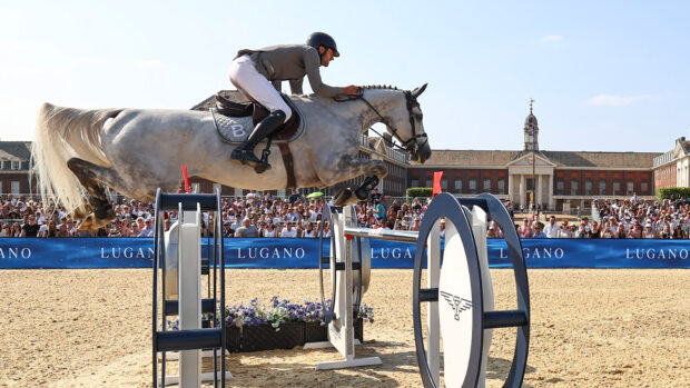 Christian Kukuk jumping at the Longines Global Champions Tour London