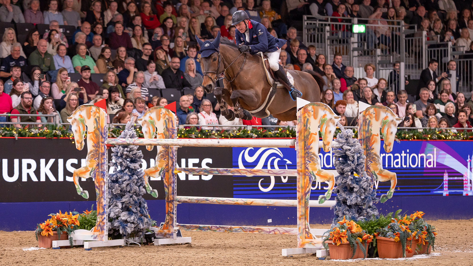 John Whitaker and Equine America Unick Du Francport take fourth in the London Horse Show grand prix 2025.