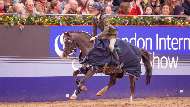 Olivia Eglise and Millcroft Gilgamesh win the London Horse Show mini-major 2025.