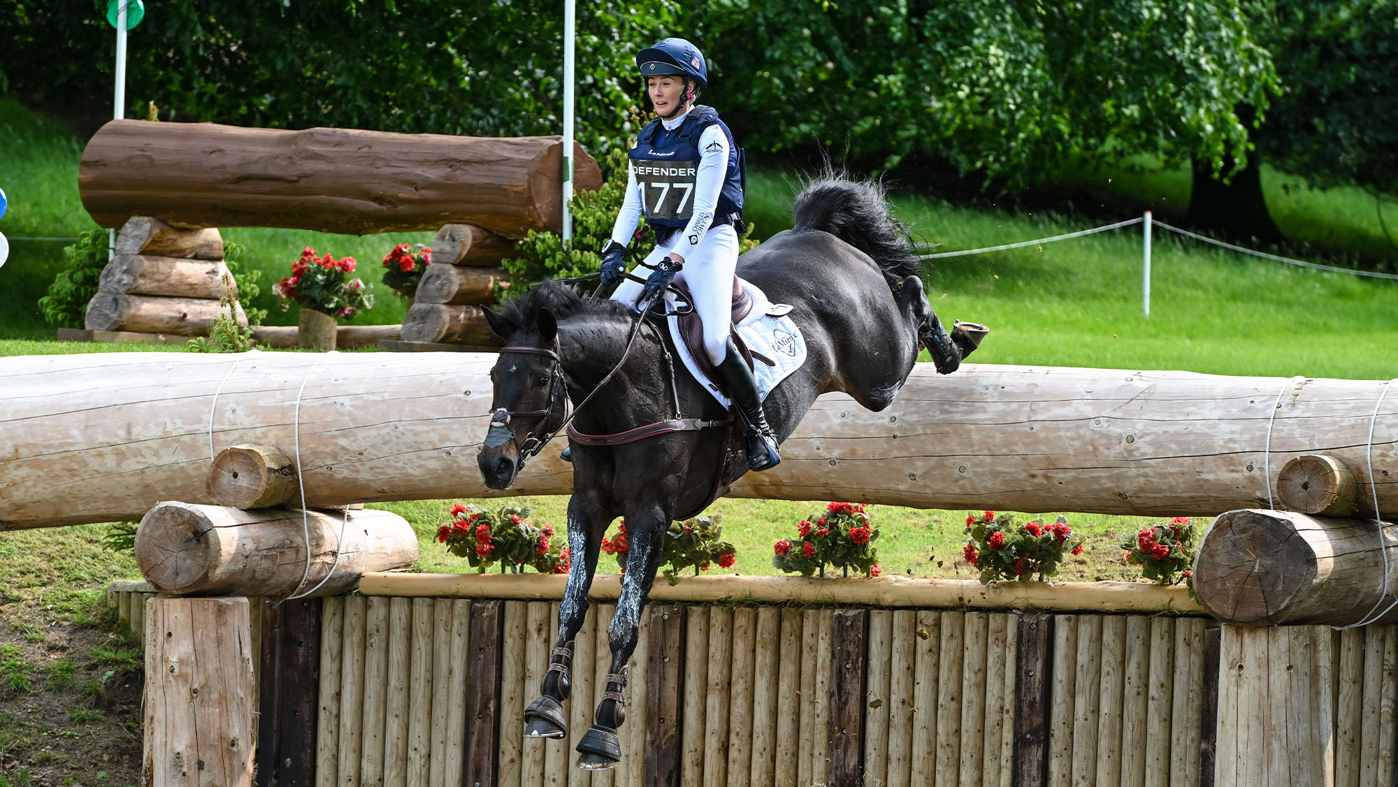 Yasmin Ingham riding Gypsie Du Loir across country at Bramham Horse Trials in 2025