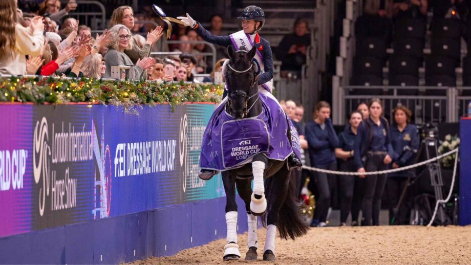 Lottie Fry and Glamourdale win the World Cup qualifier at the 2025 London International Horse Show.