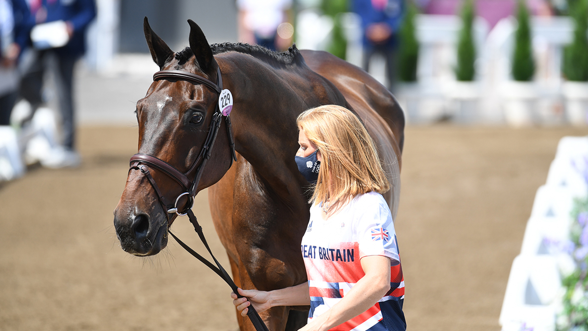 Ros Canter career highlights: trotting up Allstar B at the Tokyo Olympics in 2021.