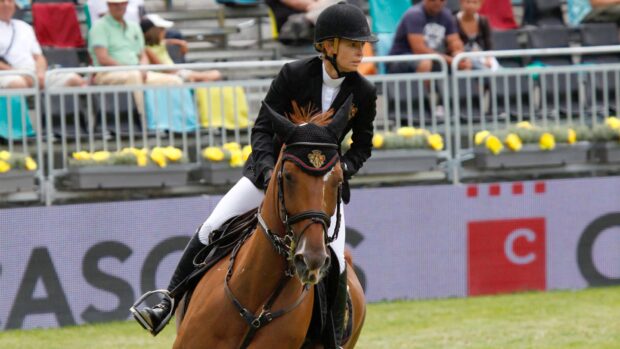 Showjumper Edwina Tops-Alexander pictured on horse Socrates.