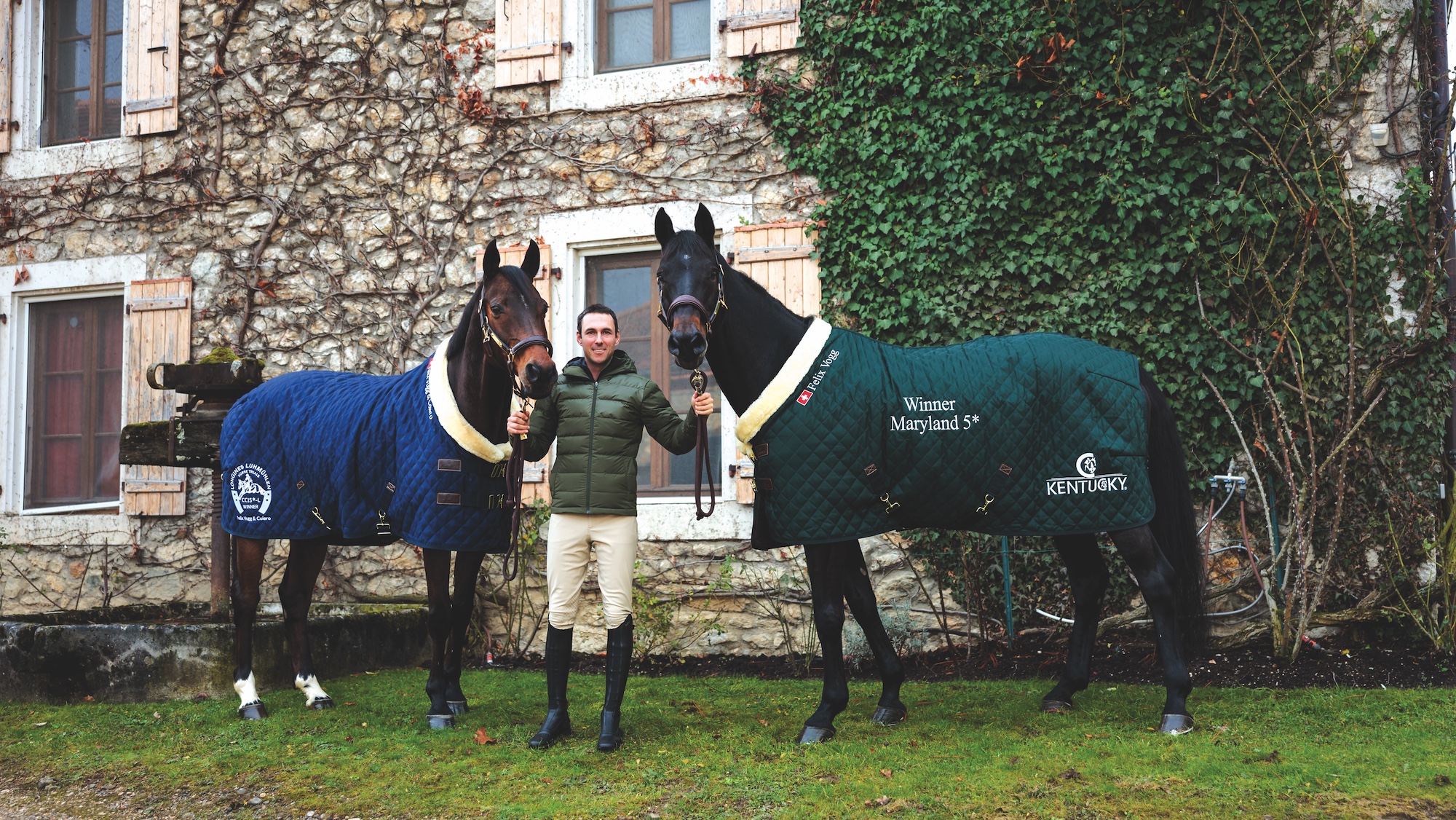 Felix Vogg with his two five-star winners, Colero and Cartania.